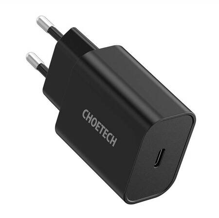 MAINS CHARGER CHOETECH Q5004 EU USB-C, 20W (BLACK)