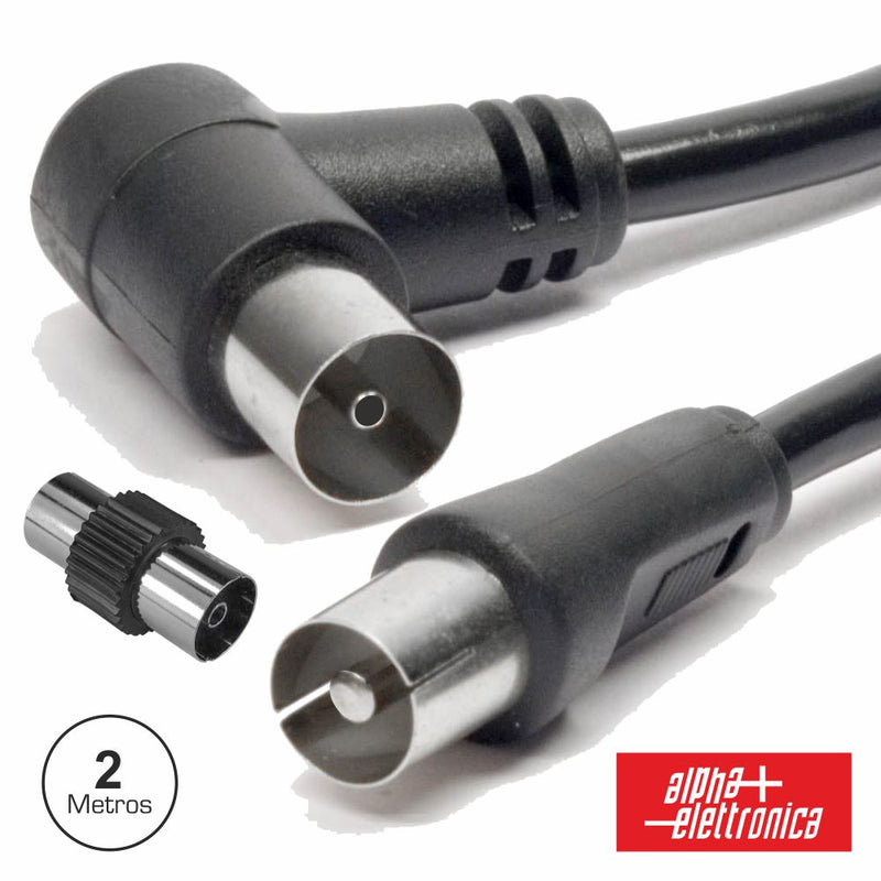 CABO COAXIAL MACHOFÊMEA PRETO 2M ANGULAR 90º