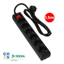 BASE MÚLTIPLA 6 TOMADAS T/TL 10/16A TIPO F + SWITCH 1,5M 3X1,5MM