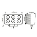 LUZ DE TRABALHO RETÂNGULAR 6 LEDS 18W 10-30V 1200LM GOODYEAR