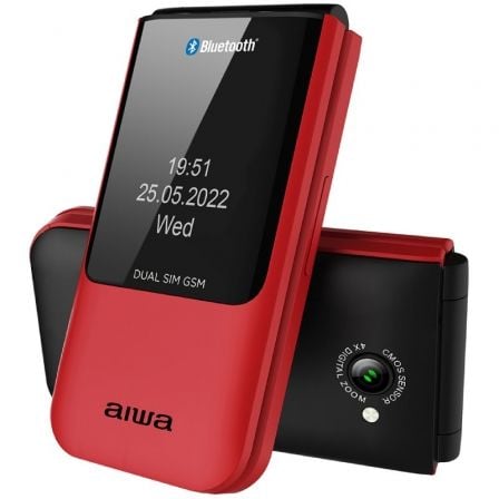 TELÉFONO MÓVIL AIWA FP-24RD PARA PERSONAS MAYORES ROJO