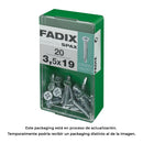 CAIXA S 20 UNID. PARAFUSO ROSCA CHAPA CP AUTOT. ZINCO 3,5X19MM FA