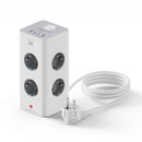 EWENT EXTENSAO ELETRICA 8 TOMADAS TORRE SCHUKO+ 2 USB+ 2 USB-C 2M
