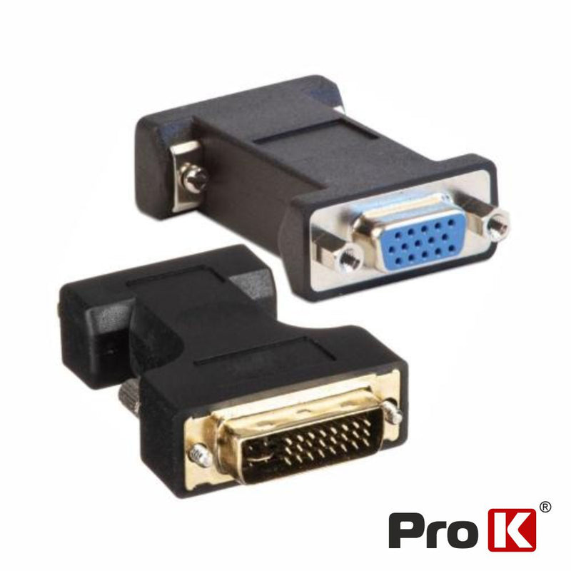 FICHA ADAPTADORA DVI-I DUAL LINK MACHO  VGA FÊMEA PROK