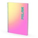 CADERNO A4, COM ESPIRAL, CAPA DURA, 90 FOLHAS QUADRICULADAS, SUNS