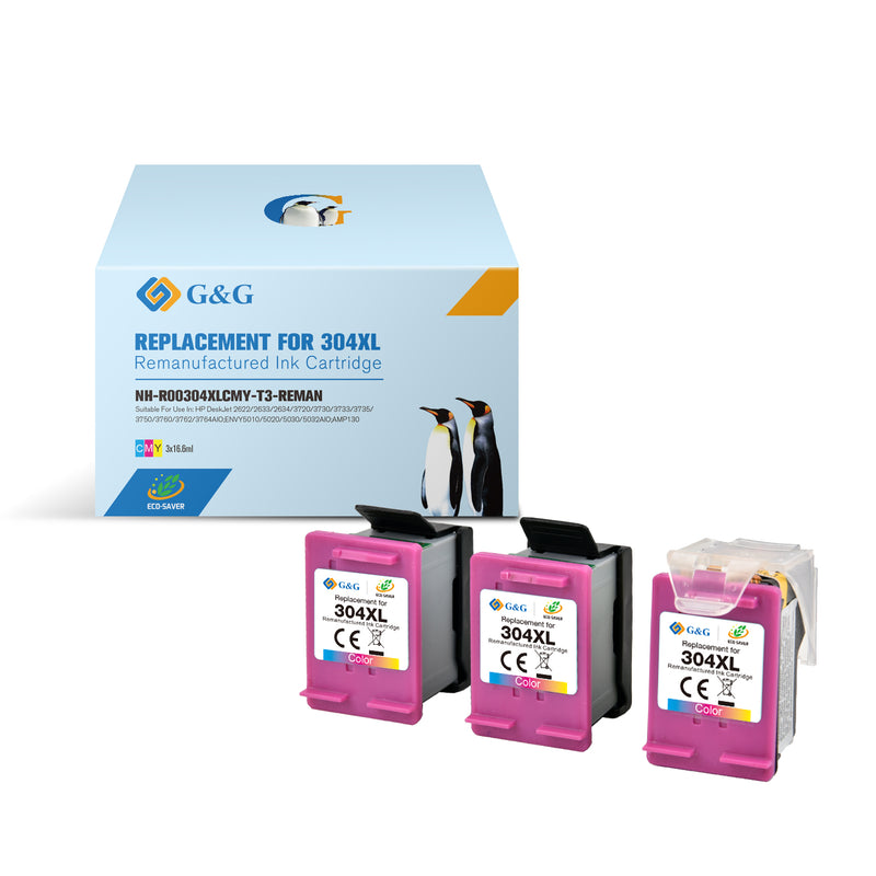 G&G HP 304XL COLOR PACK DE 3 CARTUCHOS DE TINTA REMANUFACTURADOS