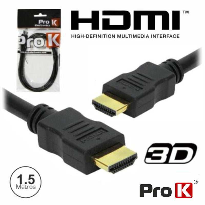 CABO HDMI DOURADO 4K MACHO  MACHO 1.4 PRETO 1.5M PROK