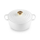 LE CREUSET - COCOTTE SIGNATURE REDONDA 24CM BRANCO POMO DOURADO 2