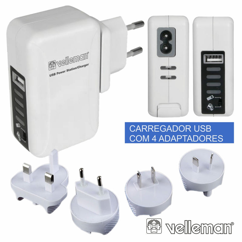 CARREGADOR USB C 4 ADAPTADORES VIAGEM