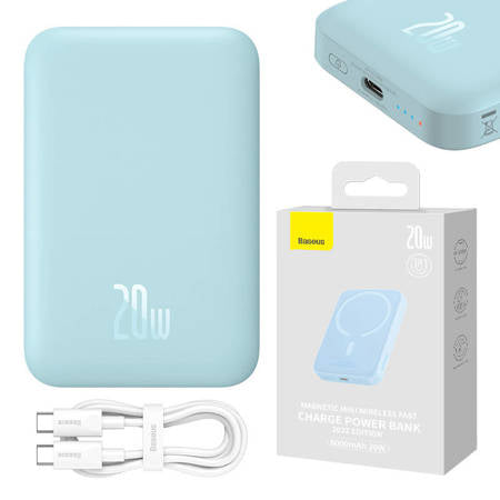 POWERBANK BASEUS MAGNETIC MINI 6000MAH, USB-C 20W MAGSAFE (AZUL)