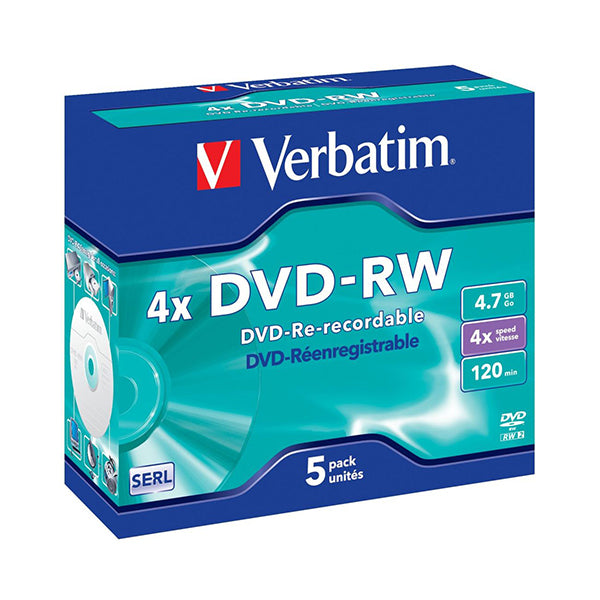 VERBATIM DVD-RW 4X 4.7GB 120MIN MATT SILVER CAIXA NORMAL (JEWEL)