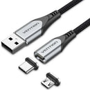 CABLE DE CARGA MAGNÉTICO USB TIPO-C CON ADAPTADOR MICROUSB VENTIO