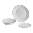 CONJUNTO DE JANTAR MODELO AQUA, BRANCO COM BORDA AZUL, 12 PEÇAS