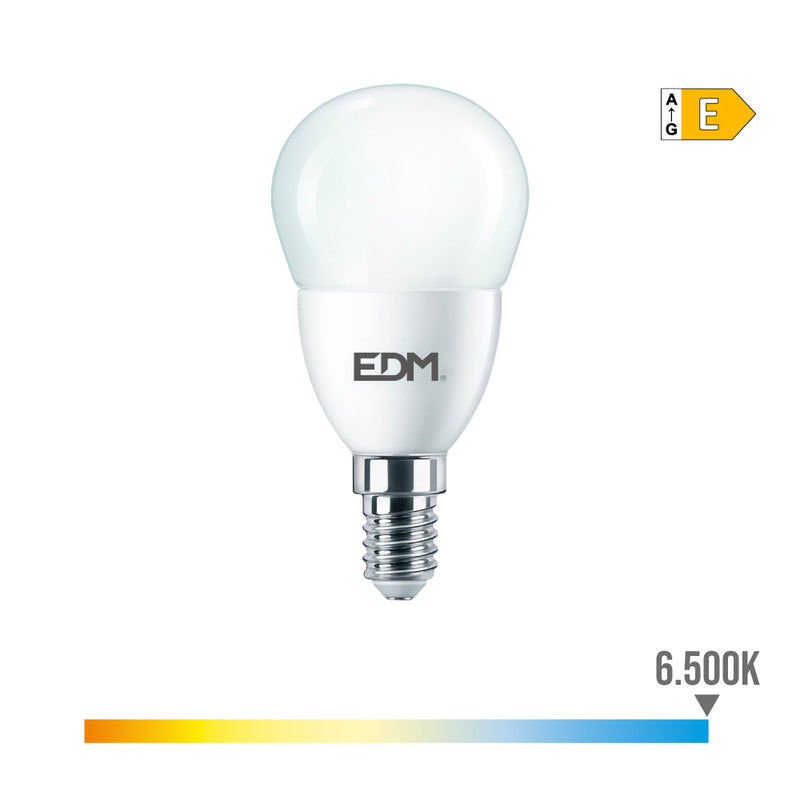 LÂMPADA ESFÉRICA LED E14 7W 806LM 6500K LUZ FRIA Ø4,8X9,5CM EDM