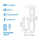 VENTILADOR PORTÁTIL DOBRÁVEL COM LANTERNA E POWERBANK, CORES SORT