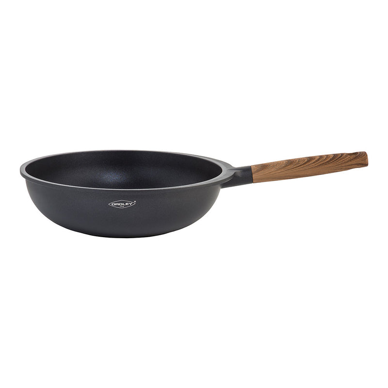 FRIGIDEIRA WOK DE ALUMÍNIO FUNDIDO COM CABO COR MADEIRA 30CM NATU