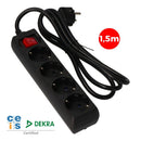 EXTENSÃO COM 4 TOMADAS T/TL 10/16A TIPO F + INTERRUPTOR 1,5M 3X1,
