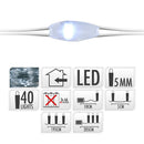 GRINALDA BRANCO FRIO 40 LEDS A PILHAS COM CABO ARAME PRATEADO IP2