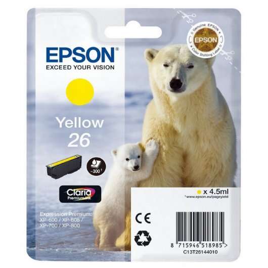 TINTEIRO EPSON AMARELO SERIE 26  XP-600/700/800 - C13T26144012