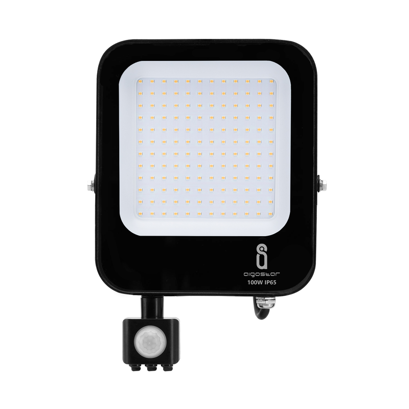 HOLOFOTE LED COM SENSOR PRETO 100W