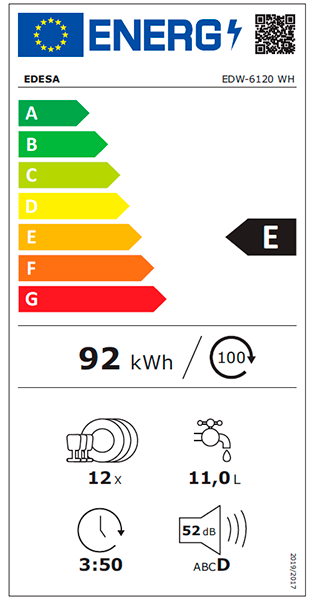 MÁQUINA DE LAVAR LOIÇA EDESA EDW6120WH