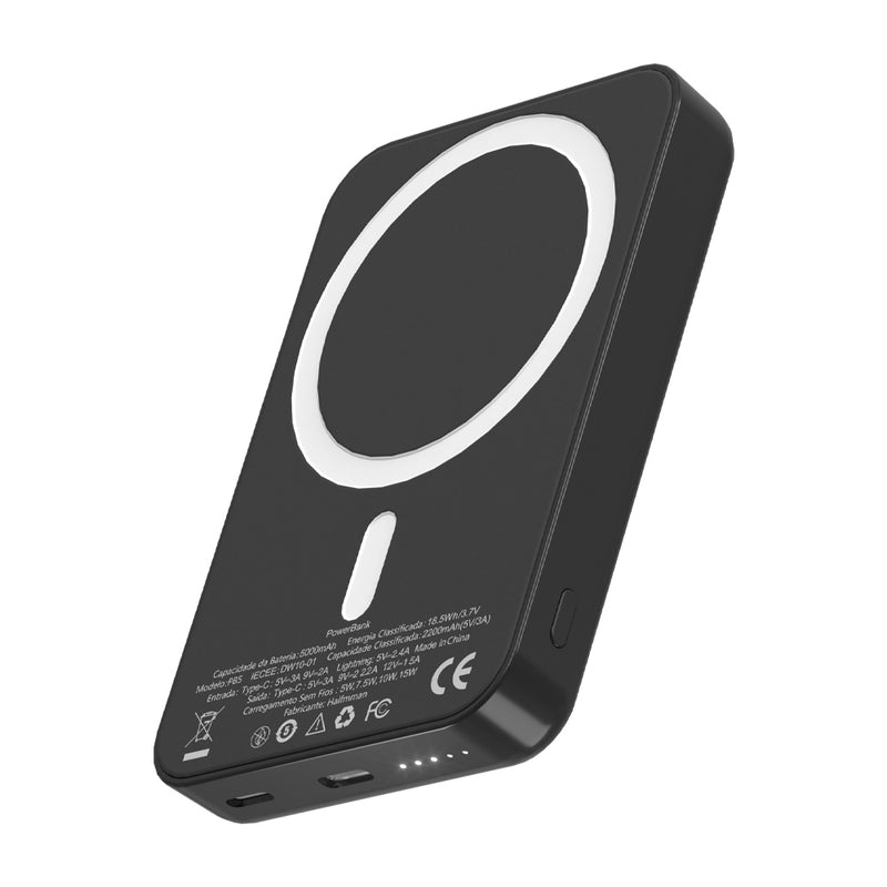 POWERBANK HALFMMAN MAGNET WIRELESS PD 20W PRETO