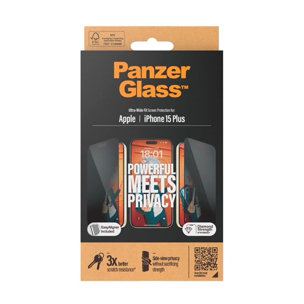 PanzerGlass Ultra Wide Fit Privacy Proteção de ecrã transparente