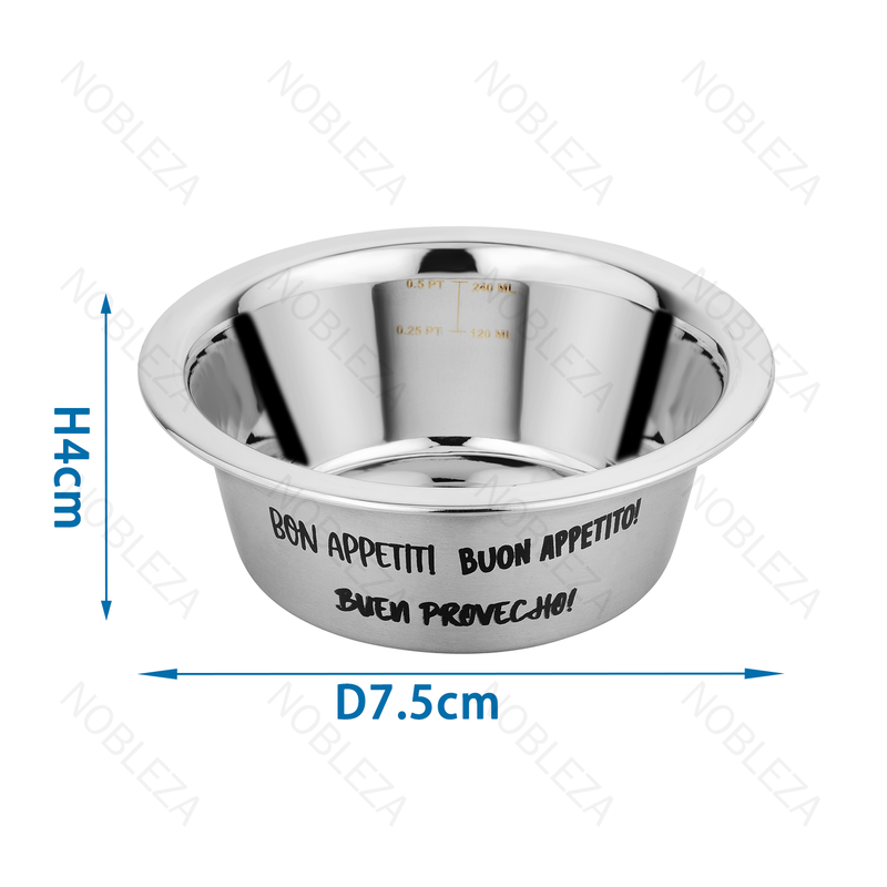 TIGELA DE CÃO EM AÇO INOXIDÁVEL COM LINHAS DE MEDIÇÃO