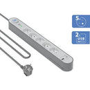 FORCE POWER BLOCO 5 TOMADAS -800 JOULES + USB-A +C 1.5 MT