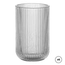 COPO DE VIDRO COM RISCAS EM RELEVO 430 ML, 6 UNID