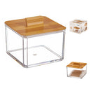 ORGANIZADOR PARA COSMÉTICOS QUADRADO COM TAMPA DE BAMBU 8CM BALLE