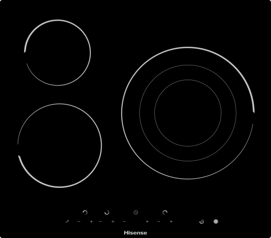 Hisense E6322C placa Preto Embutido 59 cm Cerâmica 3 zona(s)