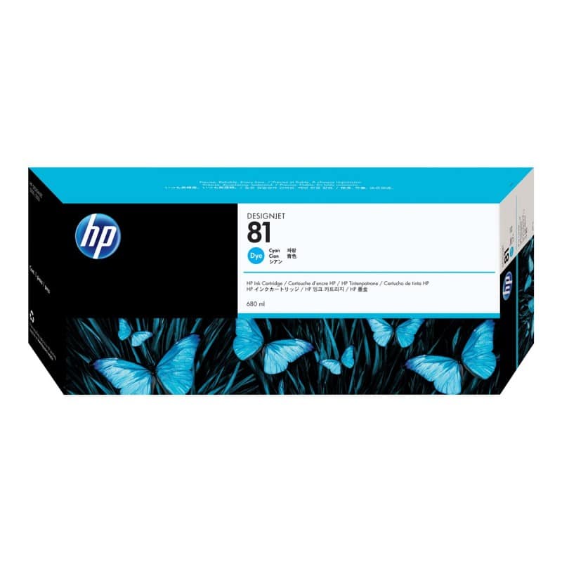 HP Tinteiro à base de corantes 81 Ciano de 680 ml