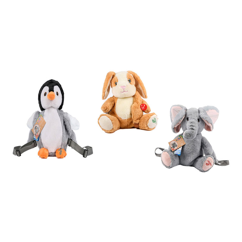 MOCHILA ECO ANIMAIS ANIMADOS COM BOTÃO DE AÇÃO MODELOS VARIADOS