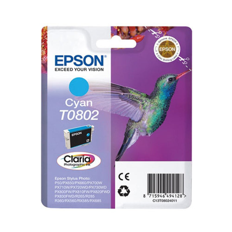 Epson Hummingbird Tinteiro Cyan T0802 Tinta Claria Photographic