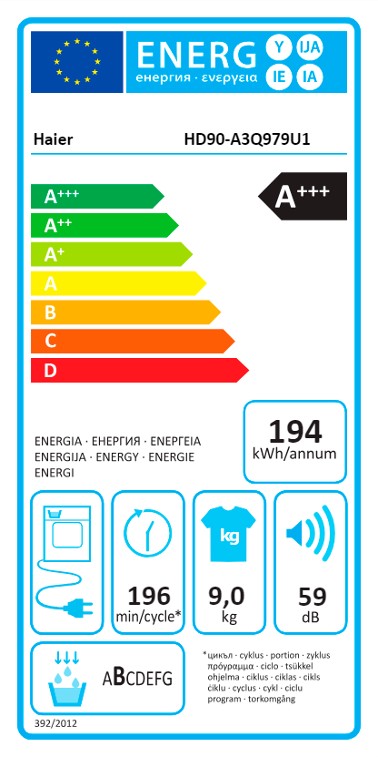 MÁQUINA DE SECAR ROUPA HAIER HD90A3Q979U1( 9 KG - CONDENSAÇÃO COM