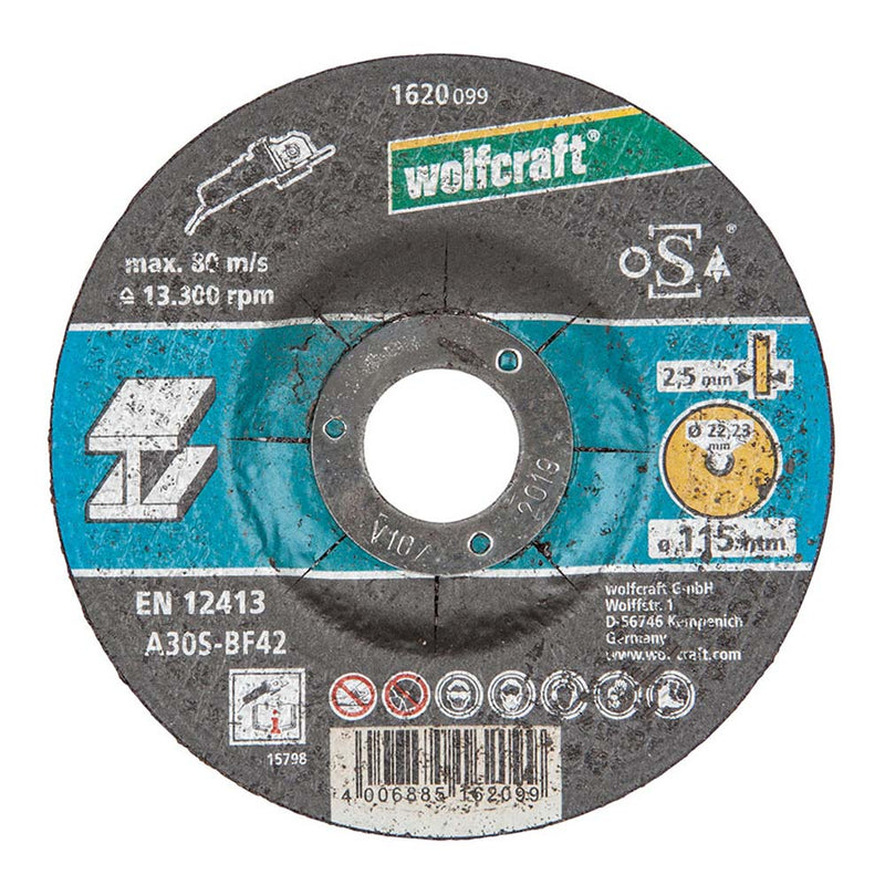 DISCO DE CORTE PARA METAL Ø115X2,5X22,23MM. 1620099 WOLFCRAFT