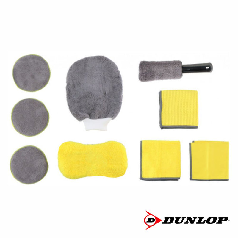 KIT DE LIMPEZA PARA CARROS/MOTAS 9 PEÇAS DUNLOP