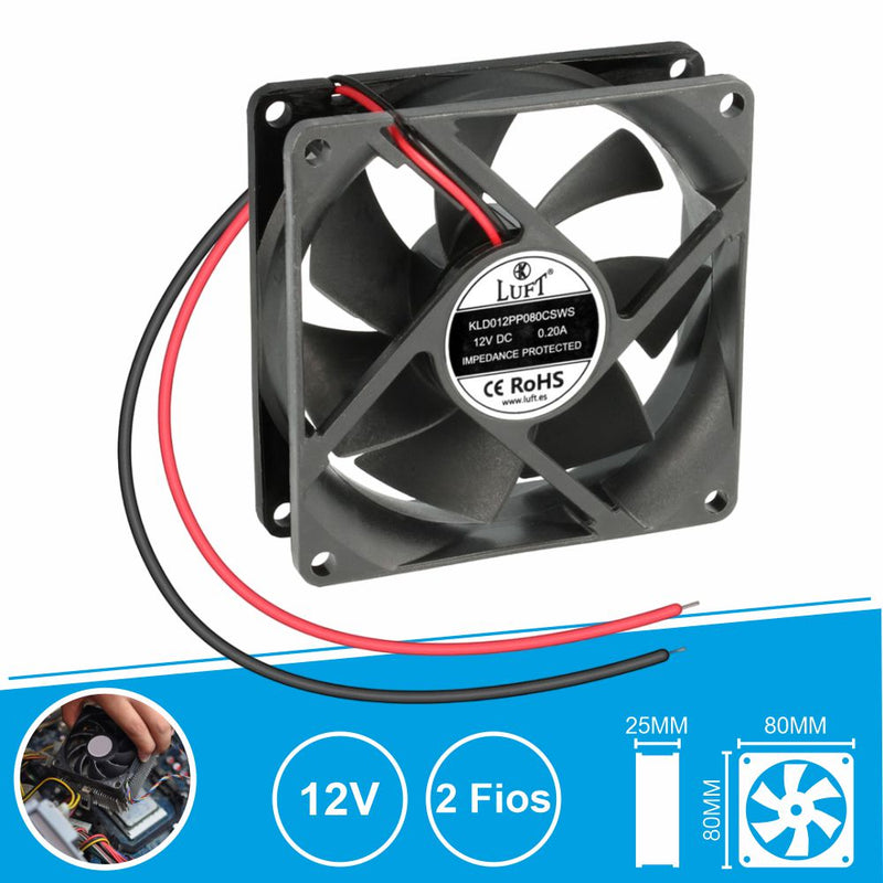 VENTOINHA 12V 80X80X25MM 2 FIOS KLD012PP080CSWS LUFT