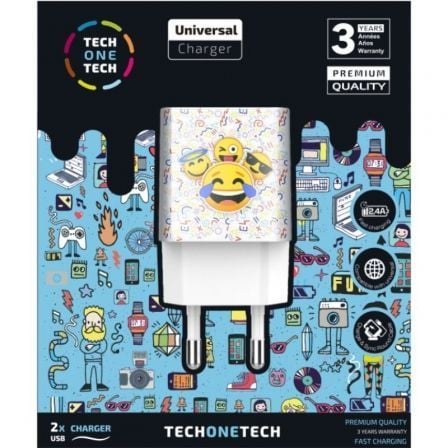 NUCLEO TECH ONE TECH EMOJITECH SMILE TEC2502 2XUSB 2.4A BRANCO