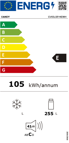 Candy CVIOLS514EWH frigorífico Independente 255 l E Branco
