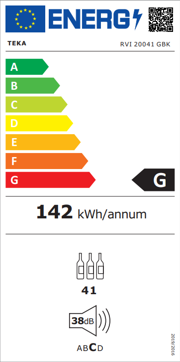 Teka RVI 20041 GBK Adega termoelétrica Embutido Preto 41 garrafa(