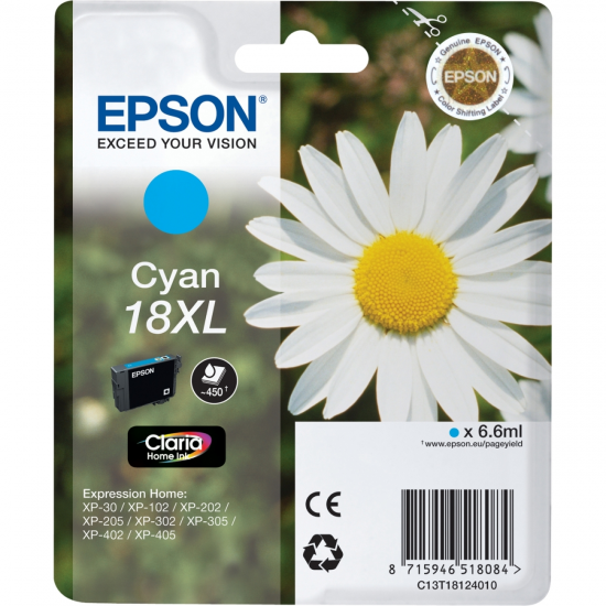 Epson Daisy Tinteiro Cyan Série 18XL Margarida Tinta Claria Home