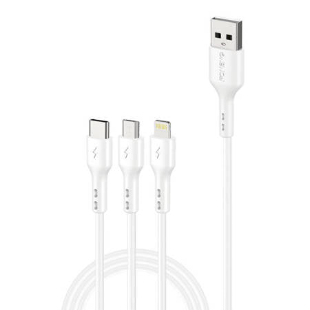 FONENG X36 CABO 3V1 USB NA USB-C  LIGHTNING  MICRO USB, 2.4 A, 2