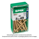 CAIXA 20 UNID. PARAFUSO MADEIRA SPAX CABEZA PLANA YELLOX 3,5X45MM