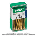 CAIXA 20 UNID. PARAFUSO MADEIRA CABEZA PLANA YELLOX 4,0X45MM SPAX