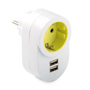 ADAPTADOR COM 1 TOMADA 2 P+T SCHUKO COM 2 USB-A 2.1 PARA 5 V BRAN