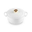 LE CREUSET - COCOTTE SIGNATURE REDONDA 20CM BRANCO POMO DOURADO 2
