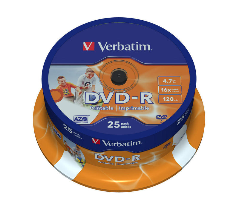 VERBATIM DVD-R 16X 4.7GB 120MIN INKJET PRINT BOBINE (CAKE) PACK 2