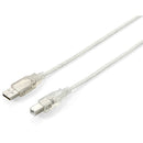 Equip 128653 cabo USB 1 m USB 2.0 USB A USB B Prateado, Transpare